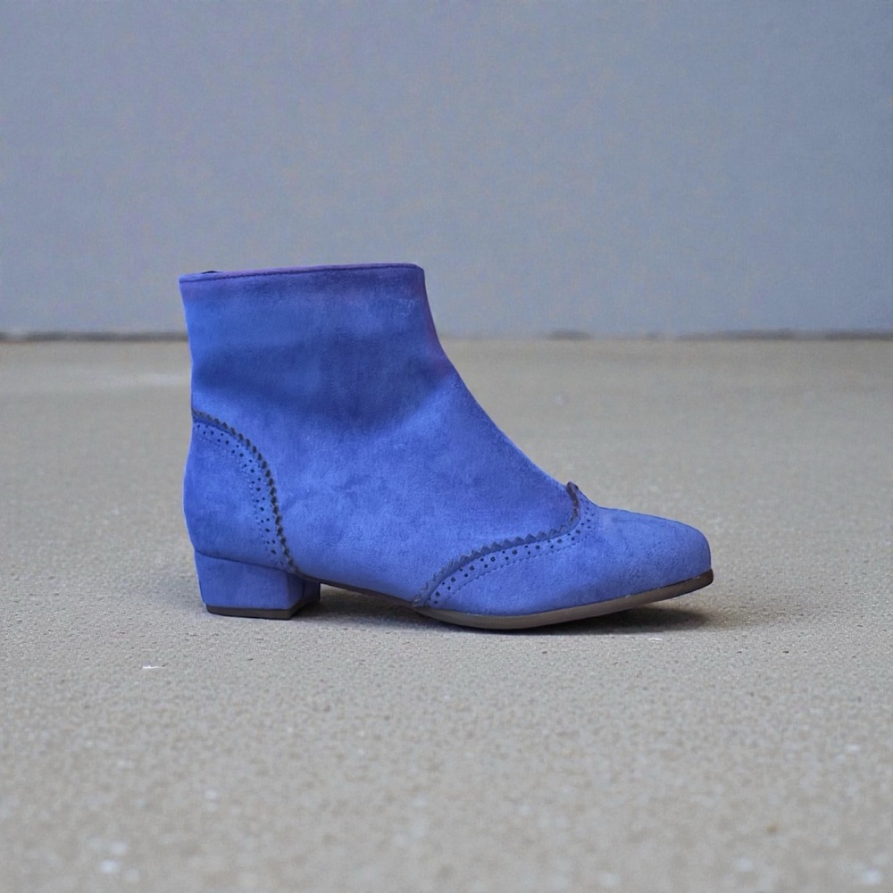 Blue Suede Ankle Boots - Picture 2 of 6